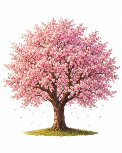 Ilustración de un cerezo en flor (Cerezos)