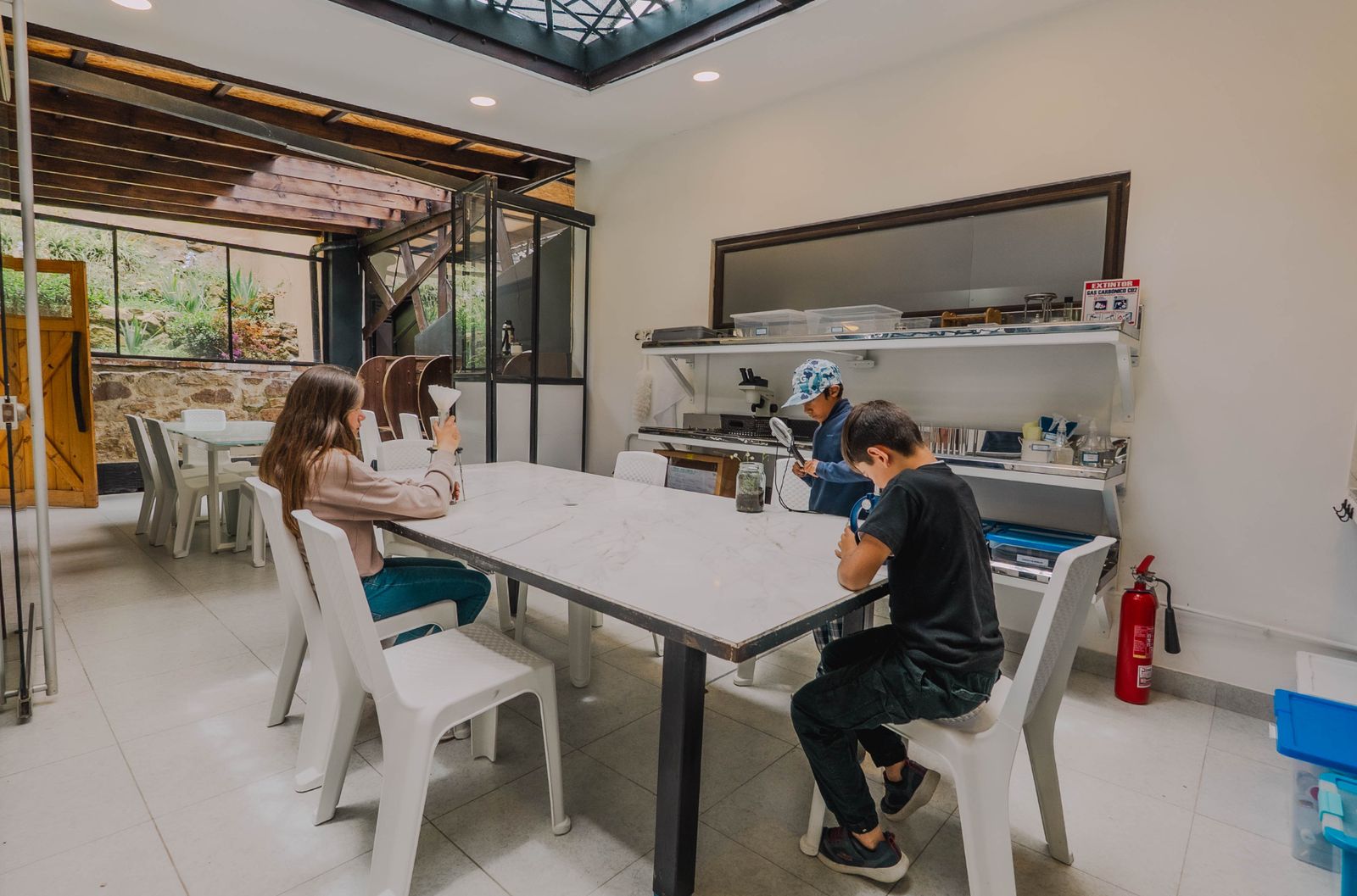 Estudiantes experimentan en el laboratorio